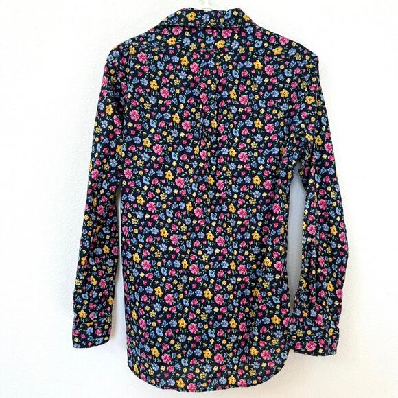 RALPH LAUREN Button Up Shirt Navy Multicolor Floral Cotton Long Sleeve Women S - Picture 5 of 5